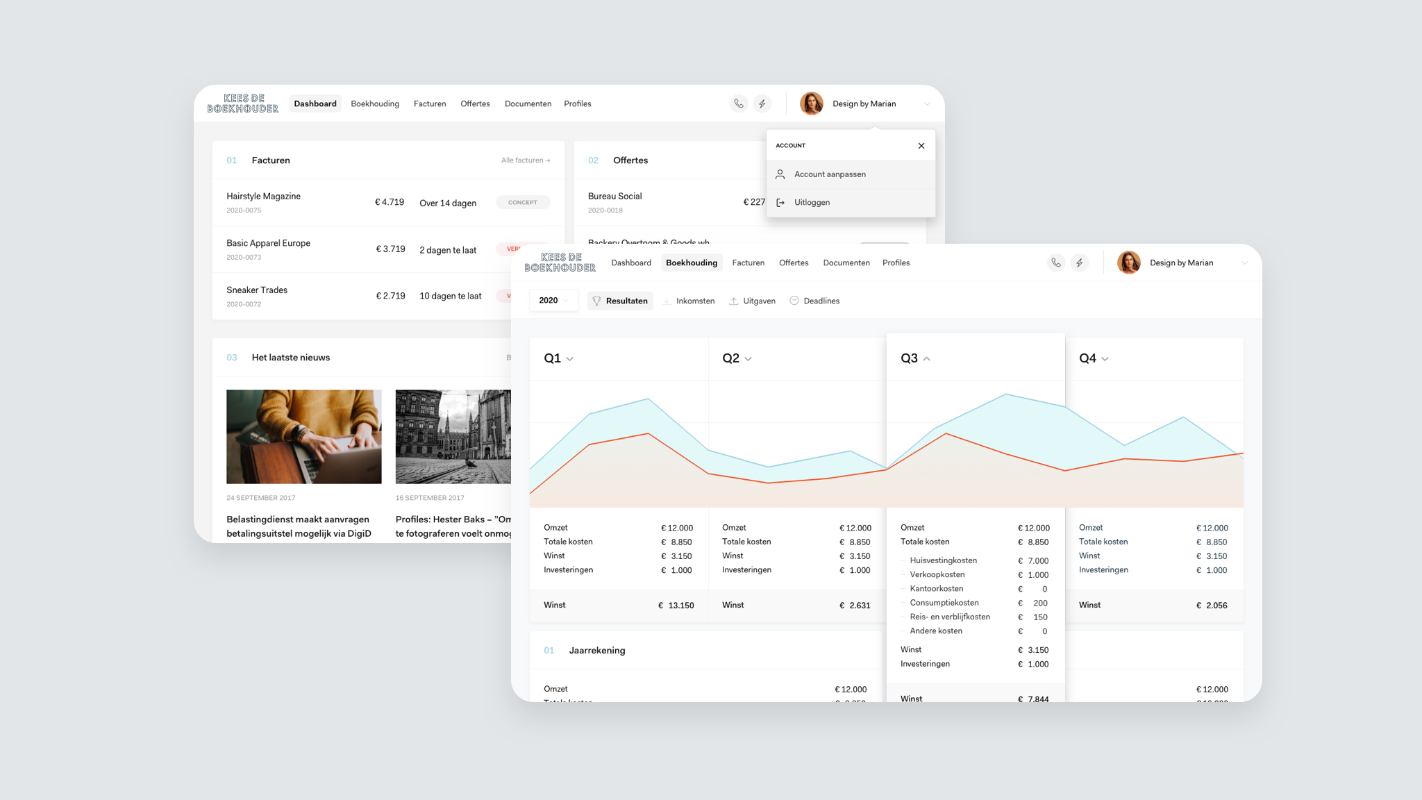 Kees de Boekhouder tool design. Een optimale user experience dat samenkomt in een UI design.